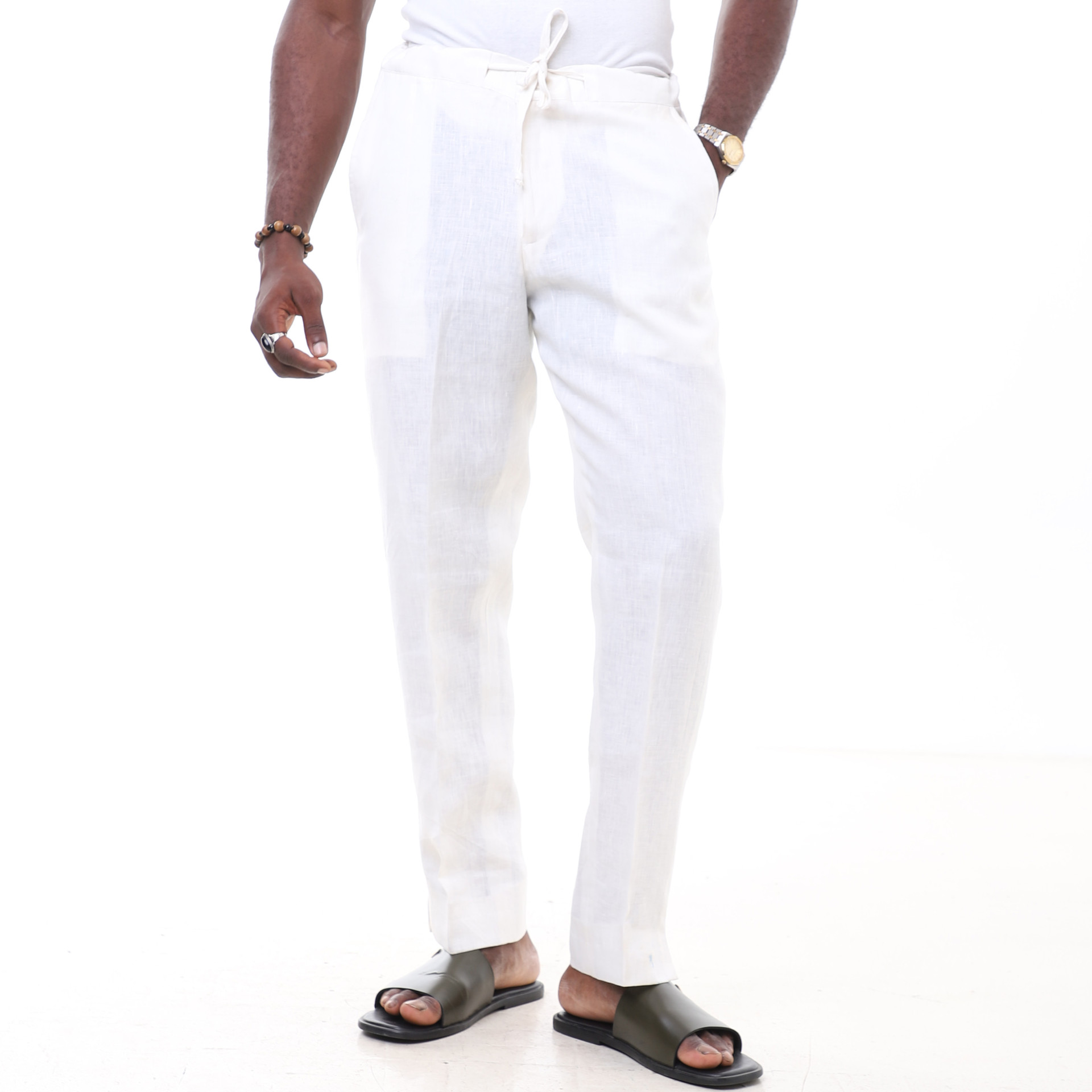 Off - White Linen Trousers - Image 4