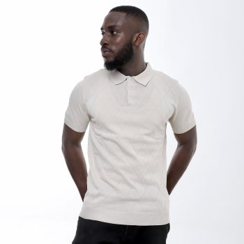 Men's Knitwear Buttoned Polo - Creme