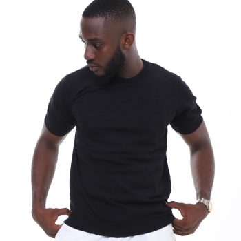 Men's Knitwear Round Neck Polo - Black