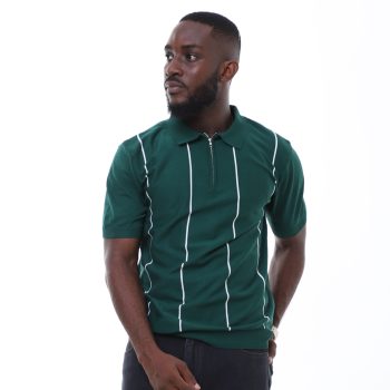 Men's Knitwear Vertical Lines Polo - Green