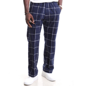 Navy Windowpane Check Trousers