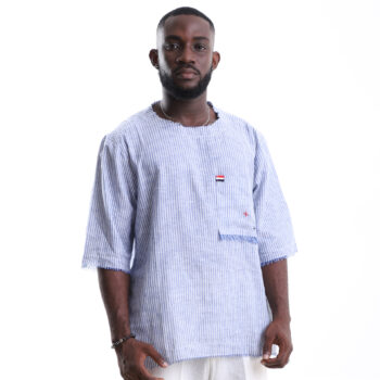 Relaxed Casual Shirt with Striped Pocket and Back Trim