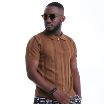 Classic Brown Zipper Polo
