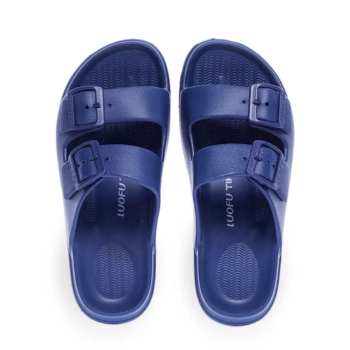 Double-Buckle Cloud Sandals - Navy Blue