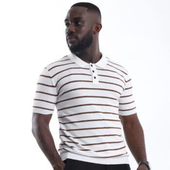 Oceanwaves Knit Polo - White/Brown