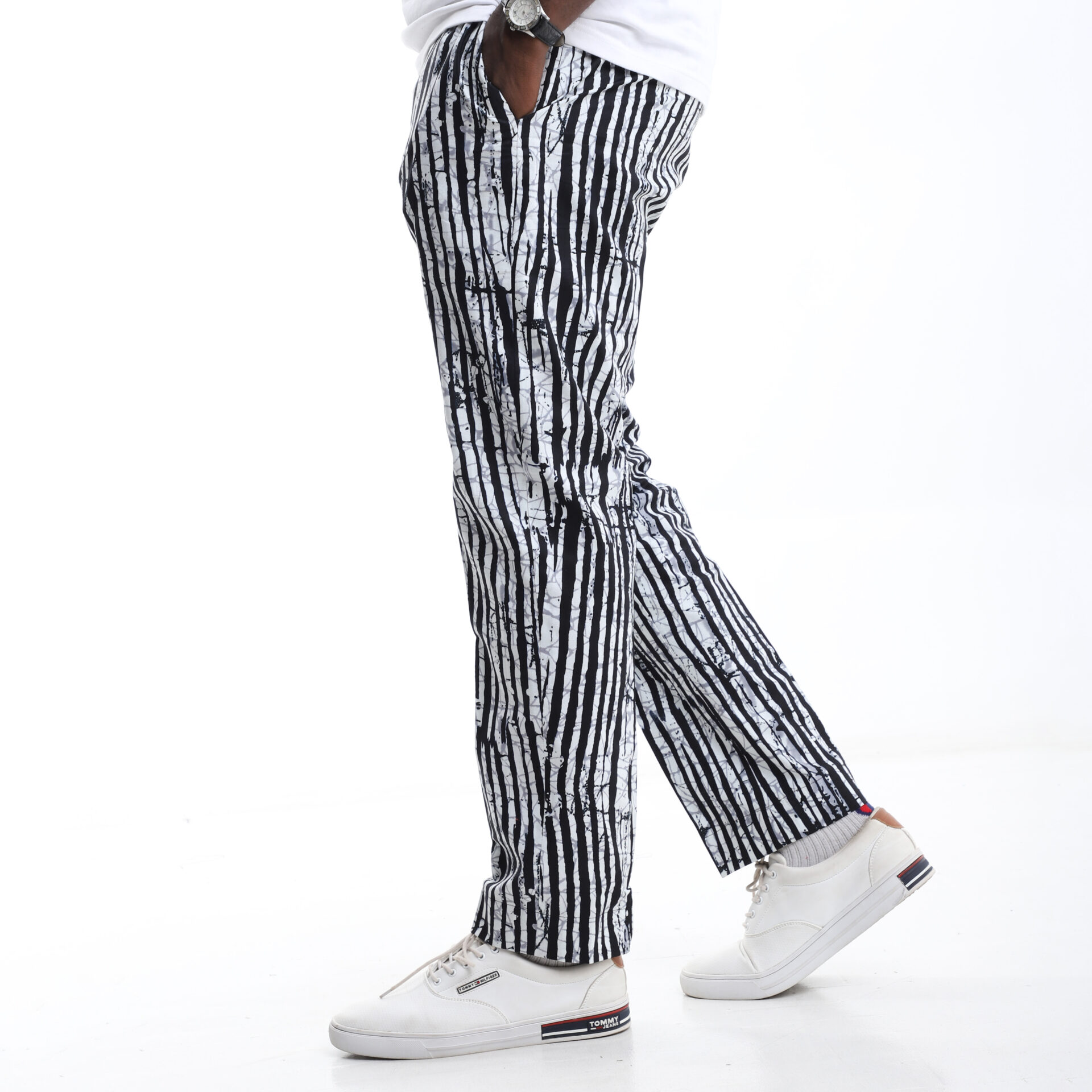 Monochrome Striped Ankara Trousers - Image 2