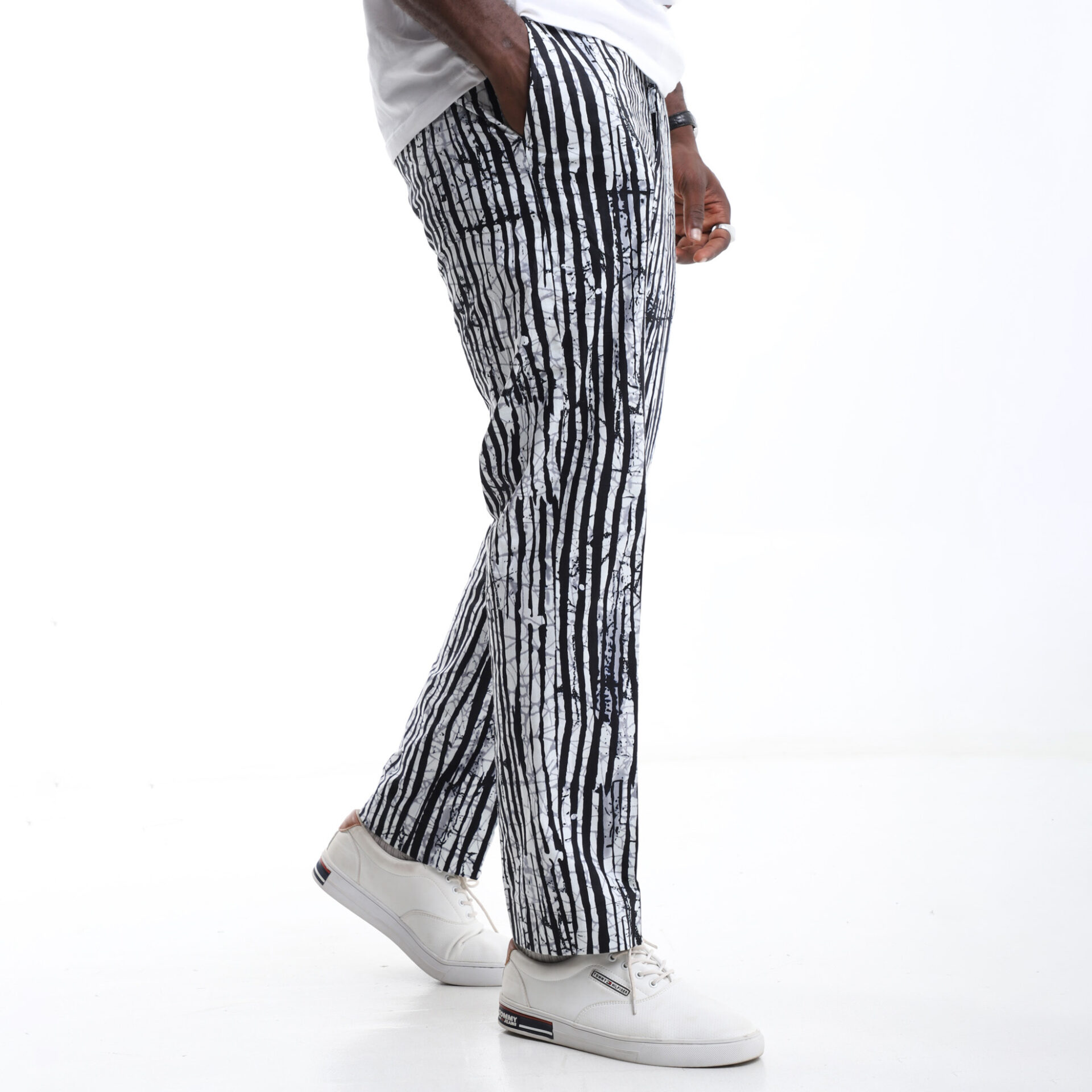 Monochrome Striped Ankara Trousers - Image 3