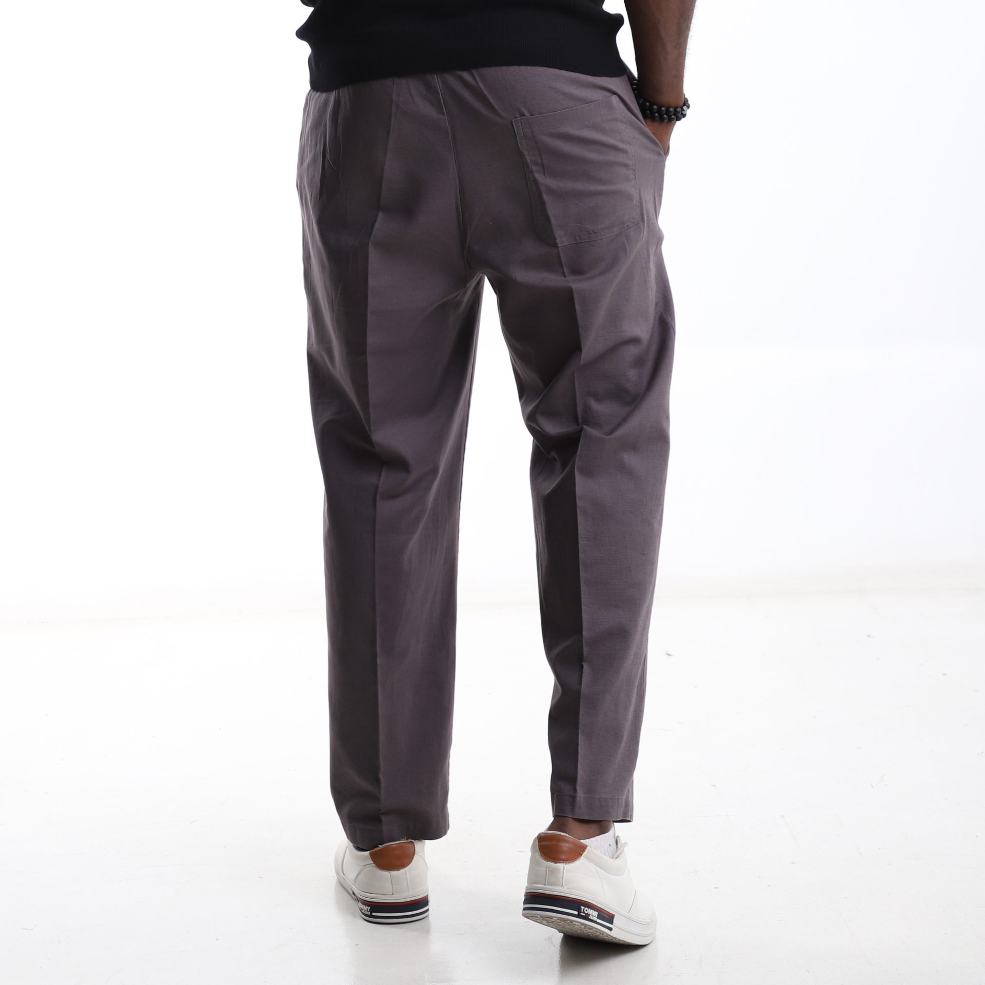Men's Casual Linen Lounge Pants - Grey - Image 3