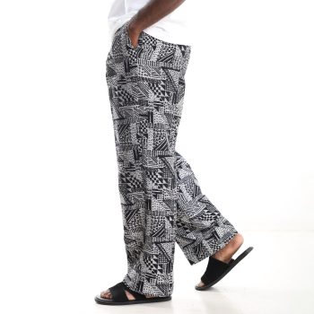 Chic Comfort cotton baggy trousers for men in geometric print soft breathable cotton by Mode Lagos Nigeria